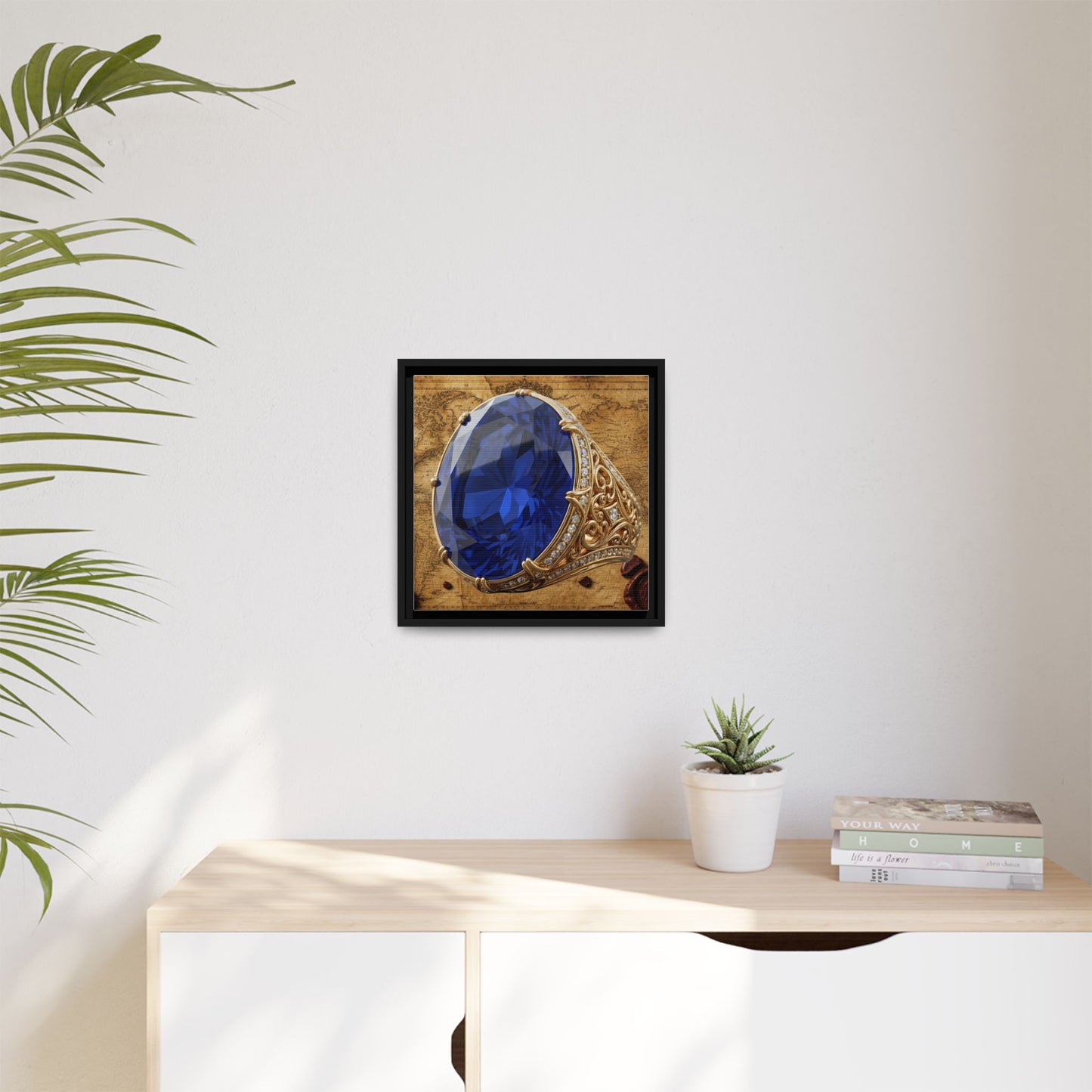 Sapphire Filigree Ring Framed Canvas