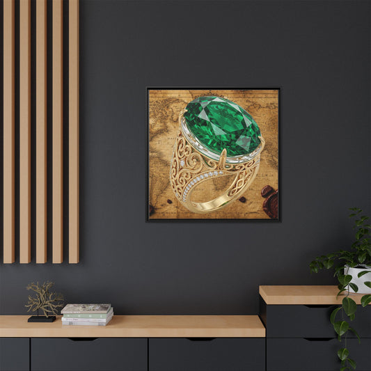 Emerald Scrollwork Ring Framed Canvas
