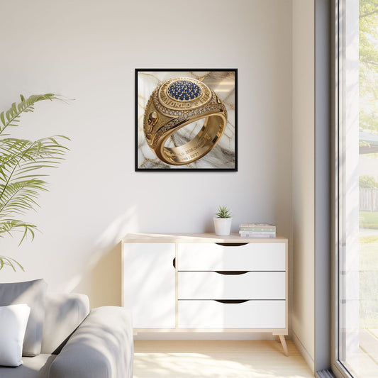 2026 Football Ring Veined Marble Framed Canvas