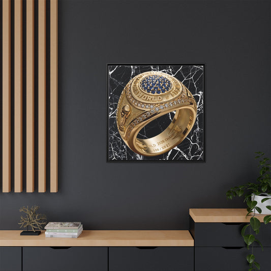 Black Fracture 2026 Football Ring Framed Canvas