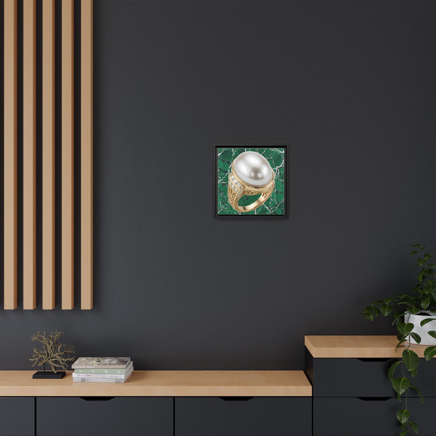 Pearl Ring Close-Up Framed Canvas