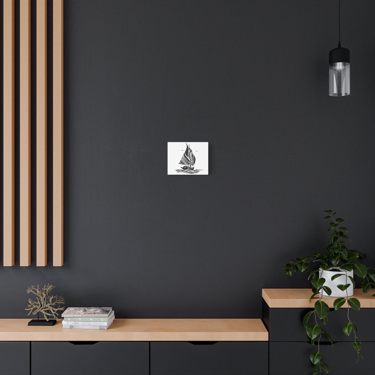 Minimal Sailboat Canvas Wall Art