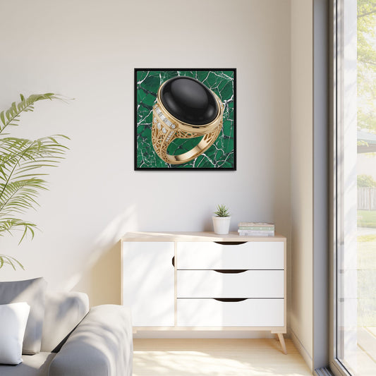 Emerald Vein Onyx Ring Framed Canvas