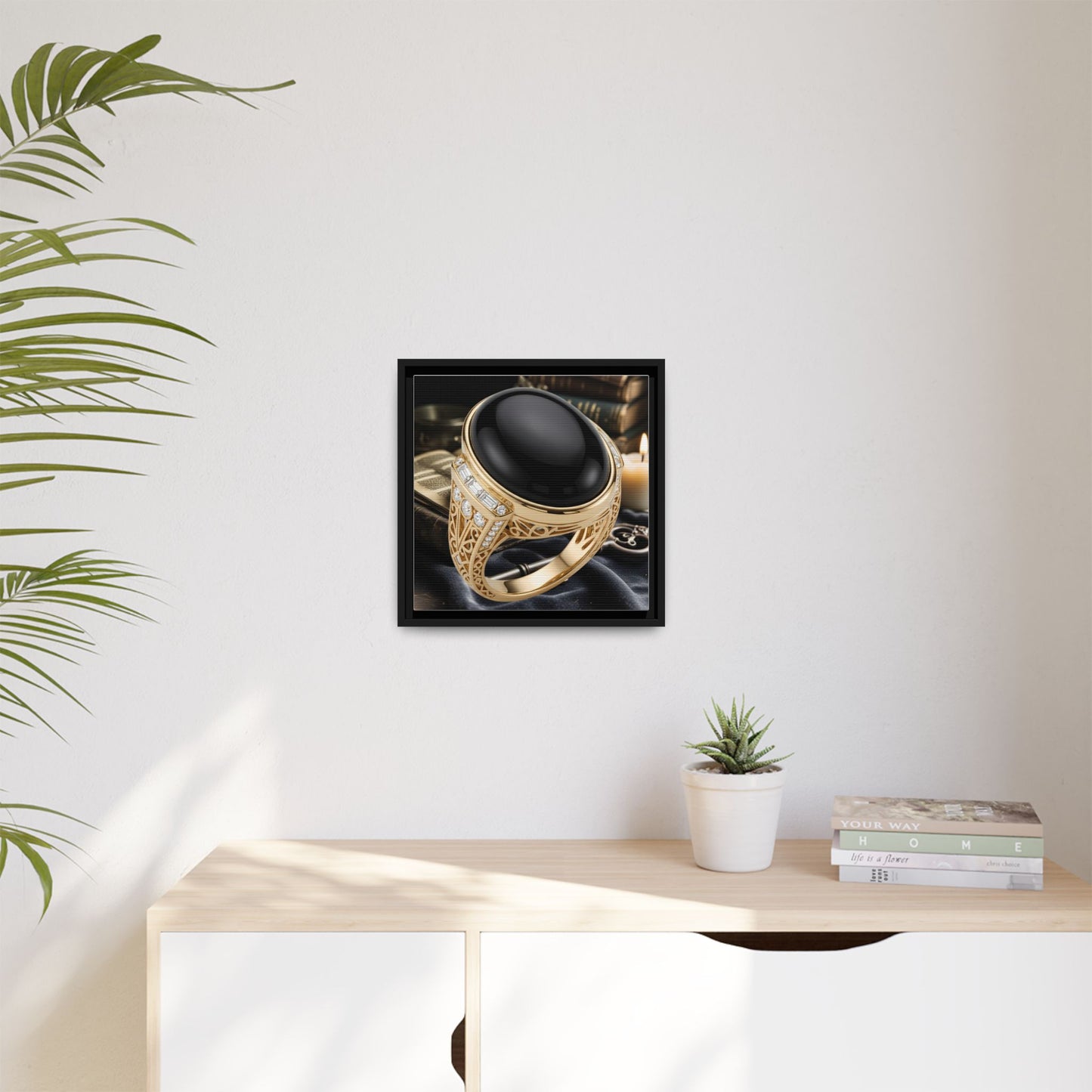 Midnight Onyx Ring Framed Canvas