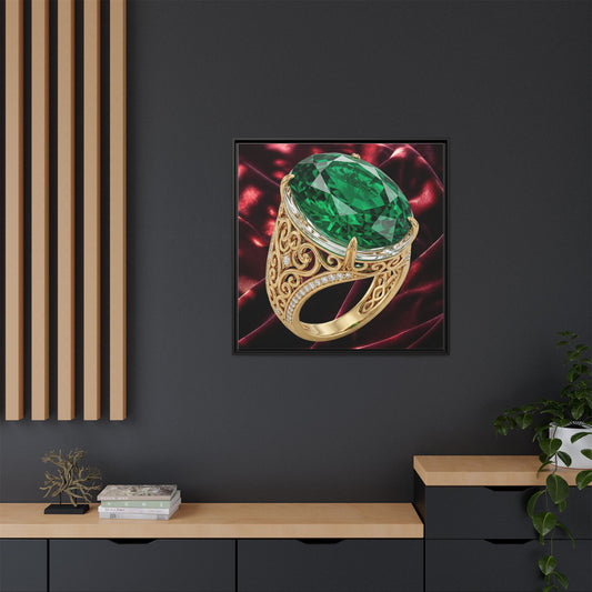 Gilded Emerald Velvet Canvas
