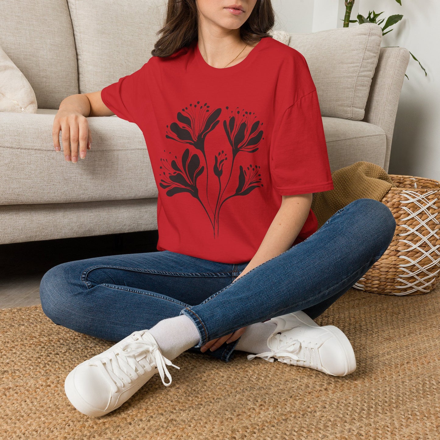 Monochrome Floral Silhouette Tee