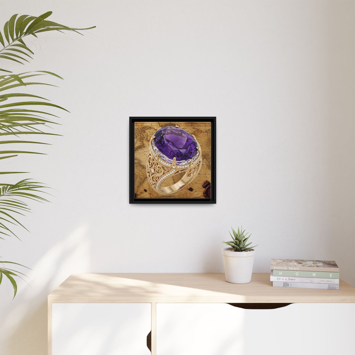 Ornate Amethyst Ring Framed Canvas