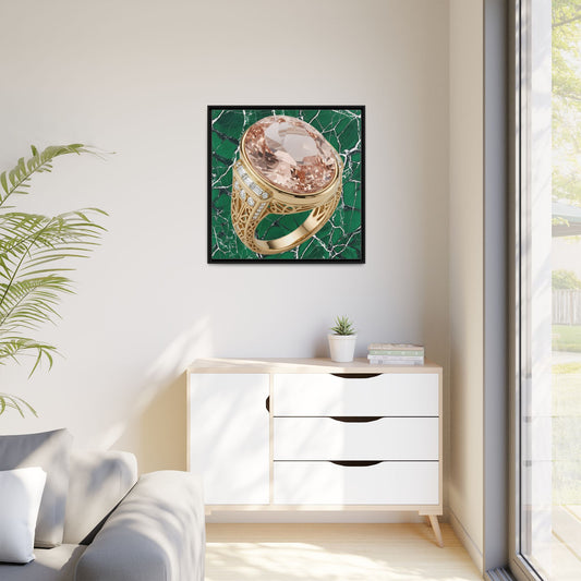 Verdant Morganite Halo Ring Framed Canvas