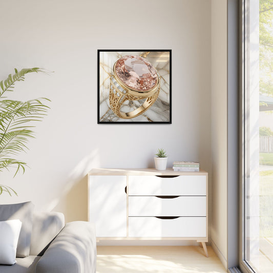 Morganite Ring on Marble Framed Canvas