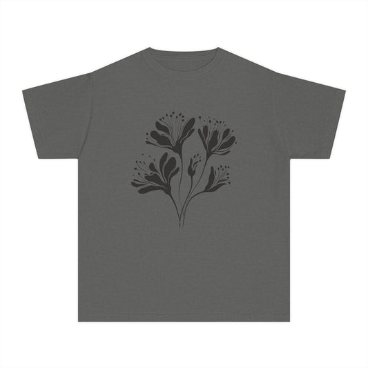 Youth Minimal Black Floral Tee