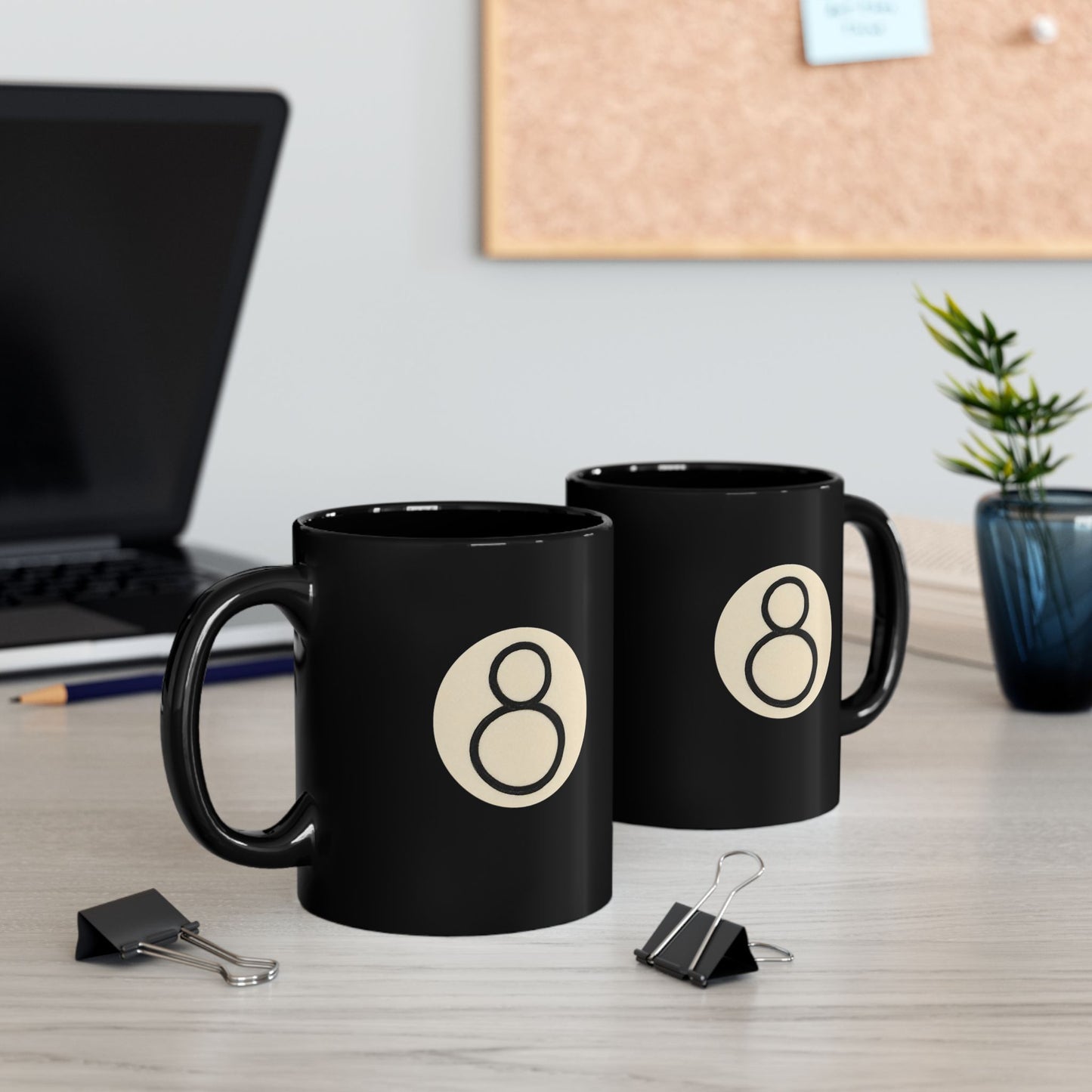Retro 8 Ball Black Mug