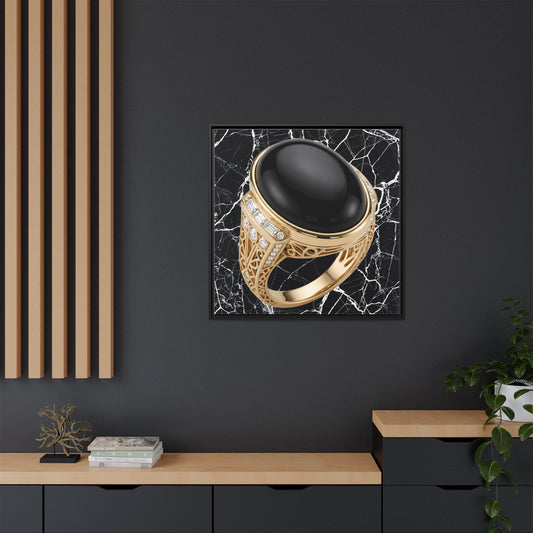 Midnight Marble Onyx Ring Framed Canvas