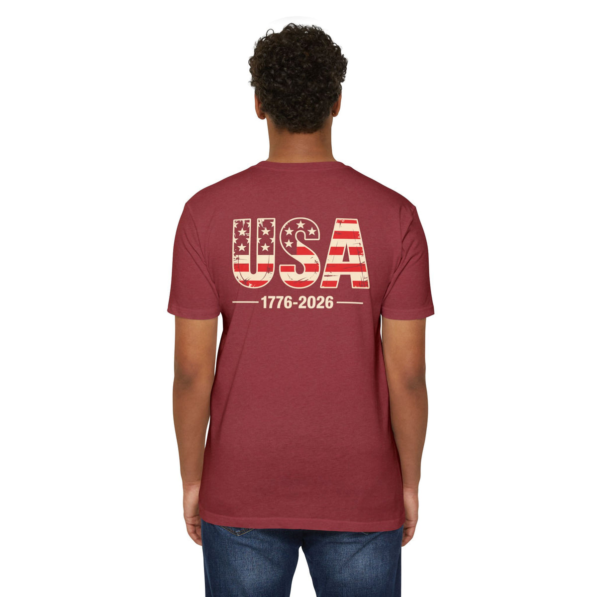 USA 1776-2026 Patriotic Flag Graphic T-Shirt