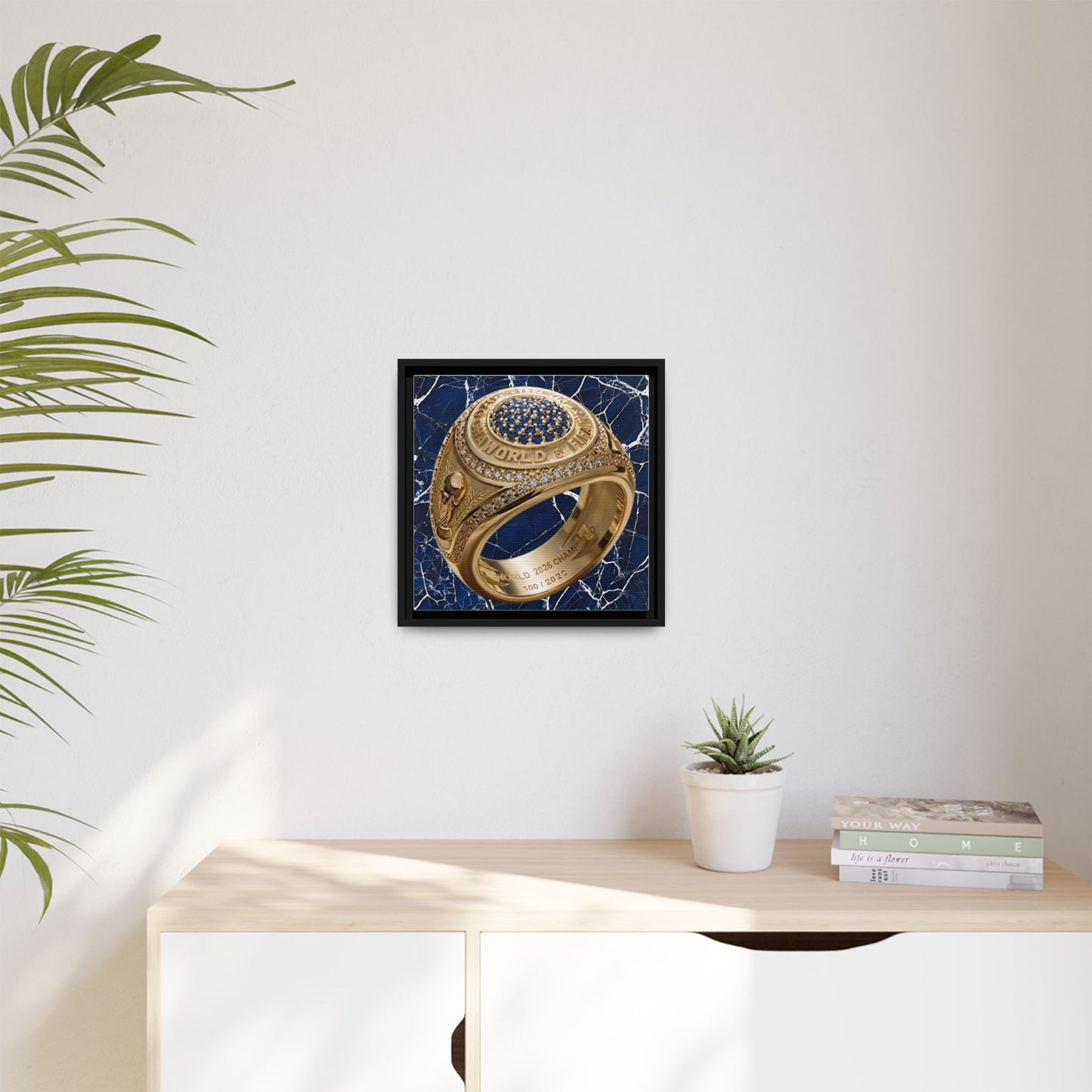 2026 Football Championship Ring Marble Framed Canvas