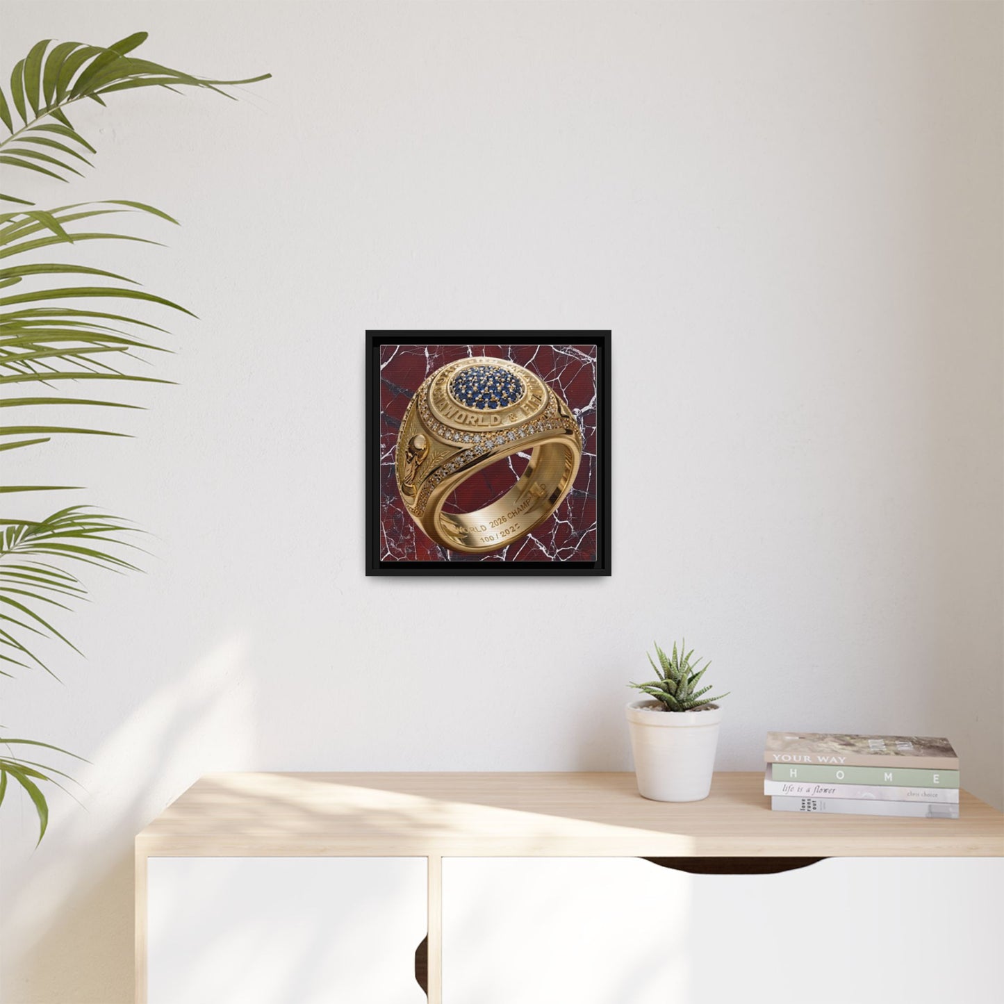 2026 World Football Ring Fractured Marble Framed Canvas