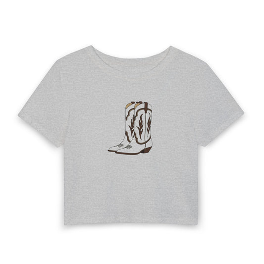 Western Cowboy Boot Crop Tee