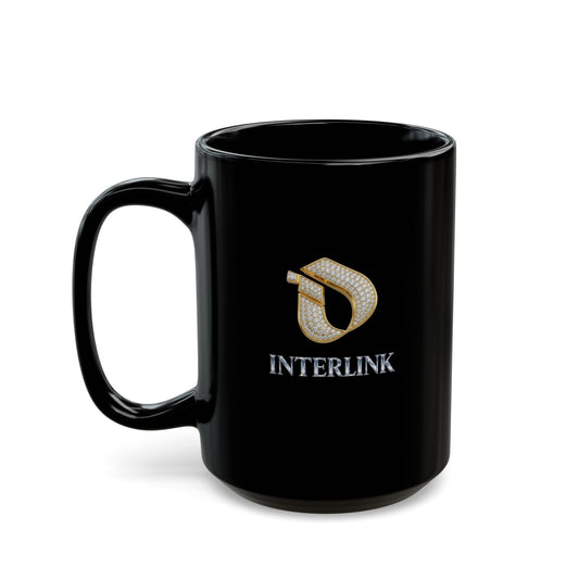 Diamond Facet Noir Interlink Black Ceramic Mug