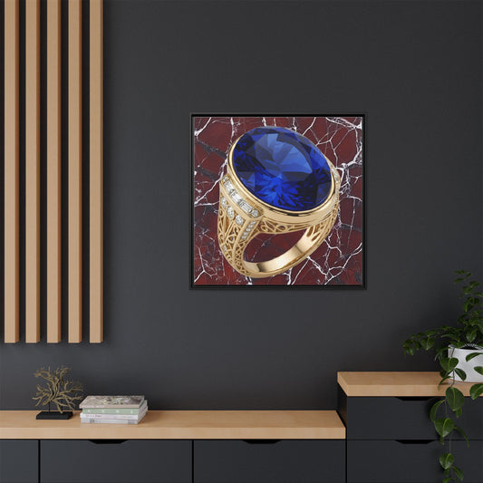 Sapphire Ring Marble Pattern Framed Canvas