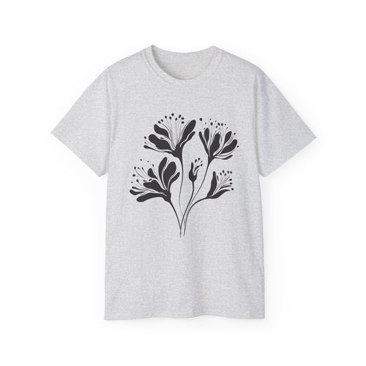 Minimal Black Floral Cotton Tee