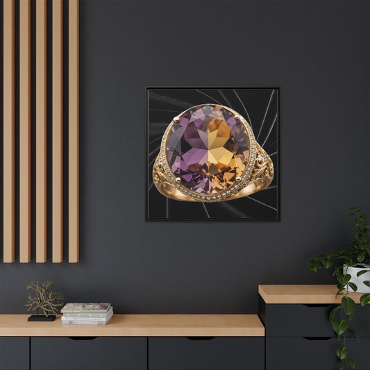 Ametrine Split-Tone Ring on Black Velvet Framed Canvas