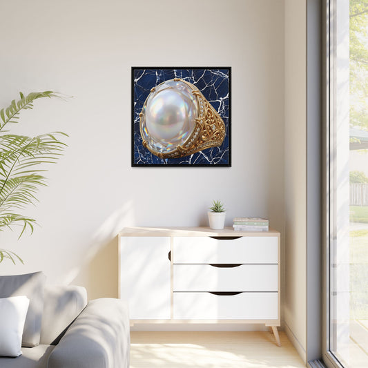 Iridescent Pearl Marble Ring Framed Canvas