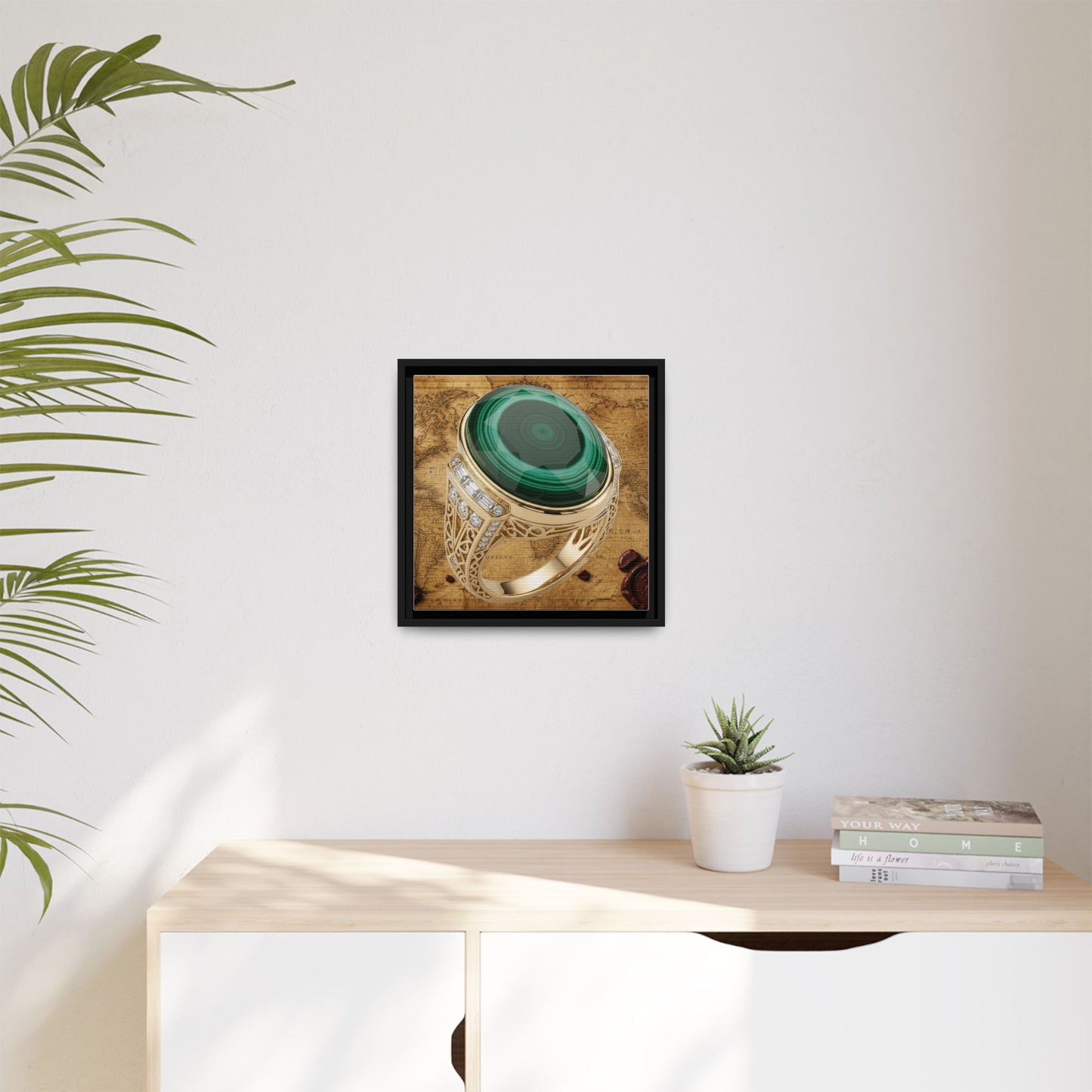 Banded Malachite Ring Framed Canvas