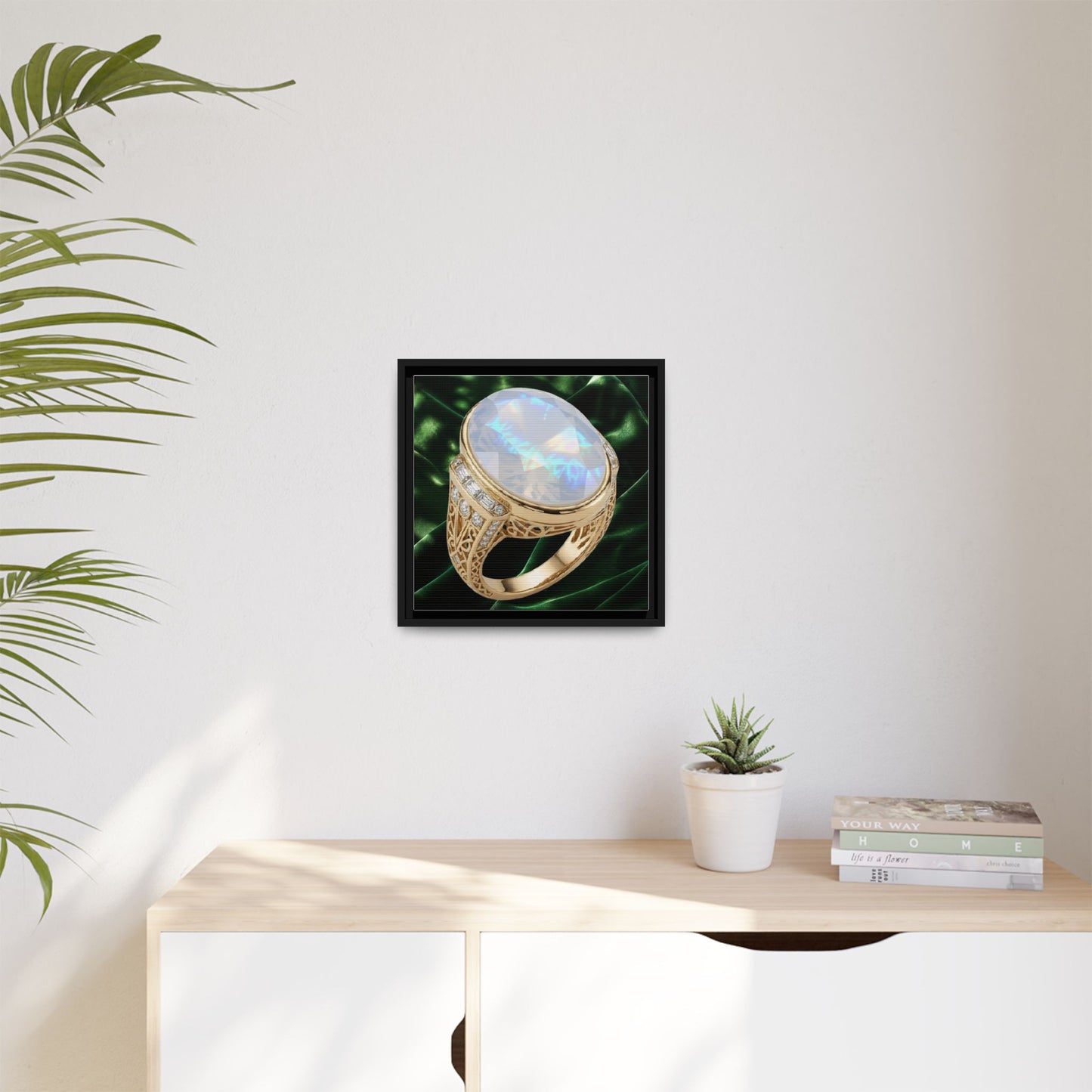 Oval Moonstone Radiance Ring Framed Canvas