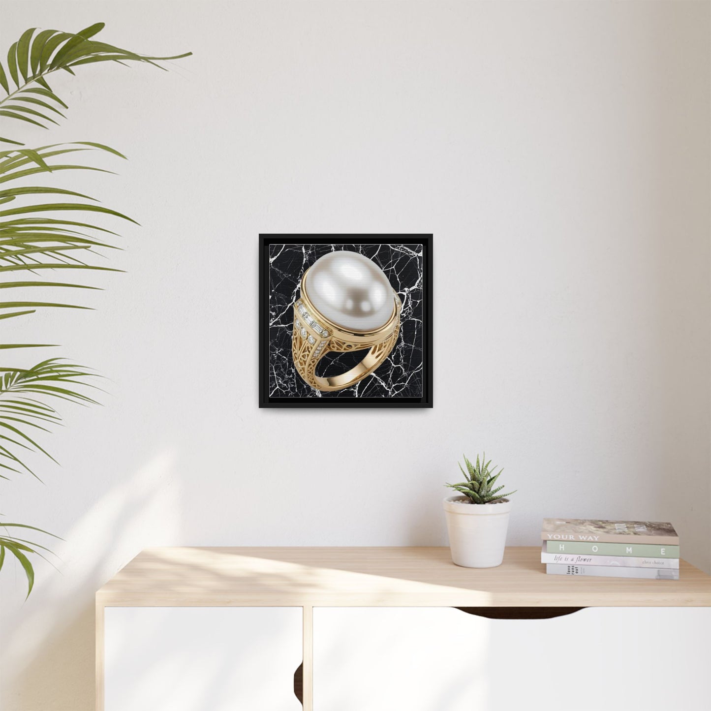 Pearl Ring Textured Marble Framed Canvas