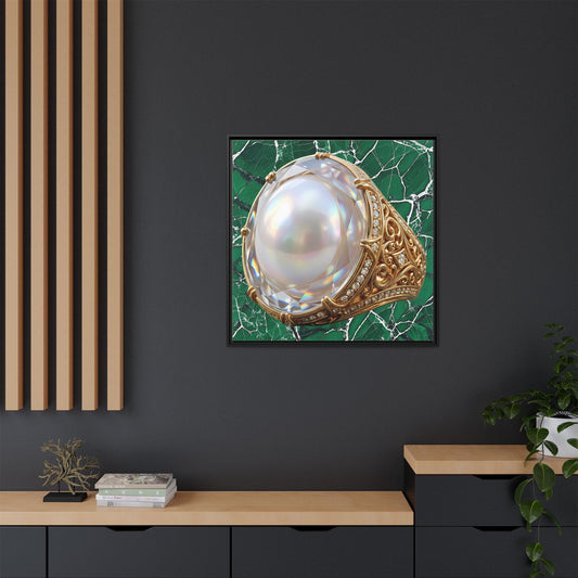Verdant Pearl Ring Framed Canvas