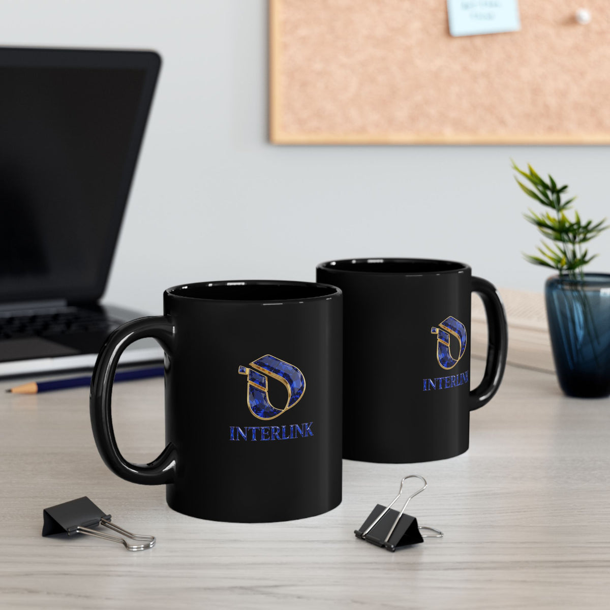 Sapphire Nightglow Interlink Black Ceramic Mug