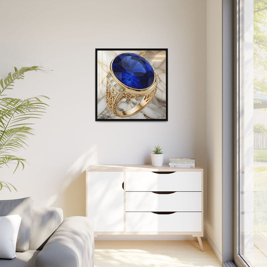 Oval Sapphire Ring Framed Canvas Wall Art