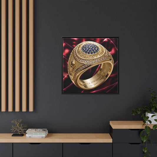 Crimson Velvet 2026 Football Crown Ring Framed Canvas