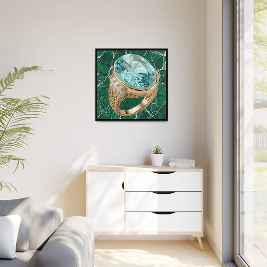 Aquamarine Ring Marble Composition Framed Wall Art