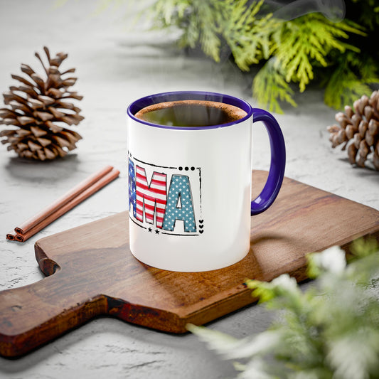 Mama Flag Print Ceramic Coffee Mug