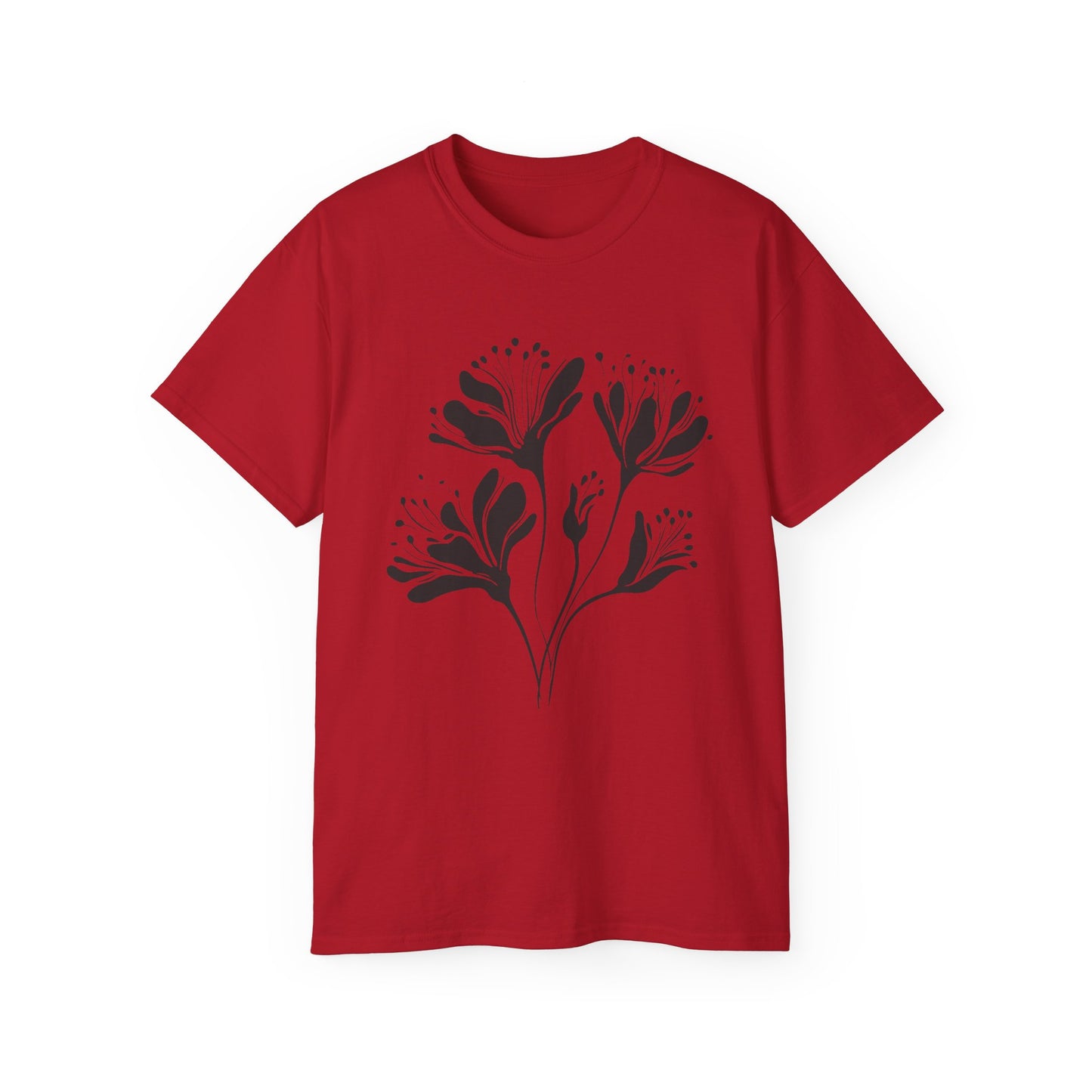 Minimal Black Floral Cotton Tee