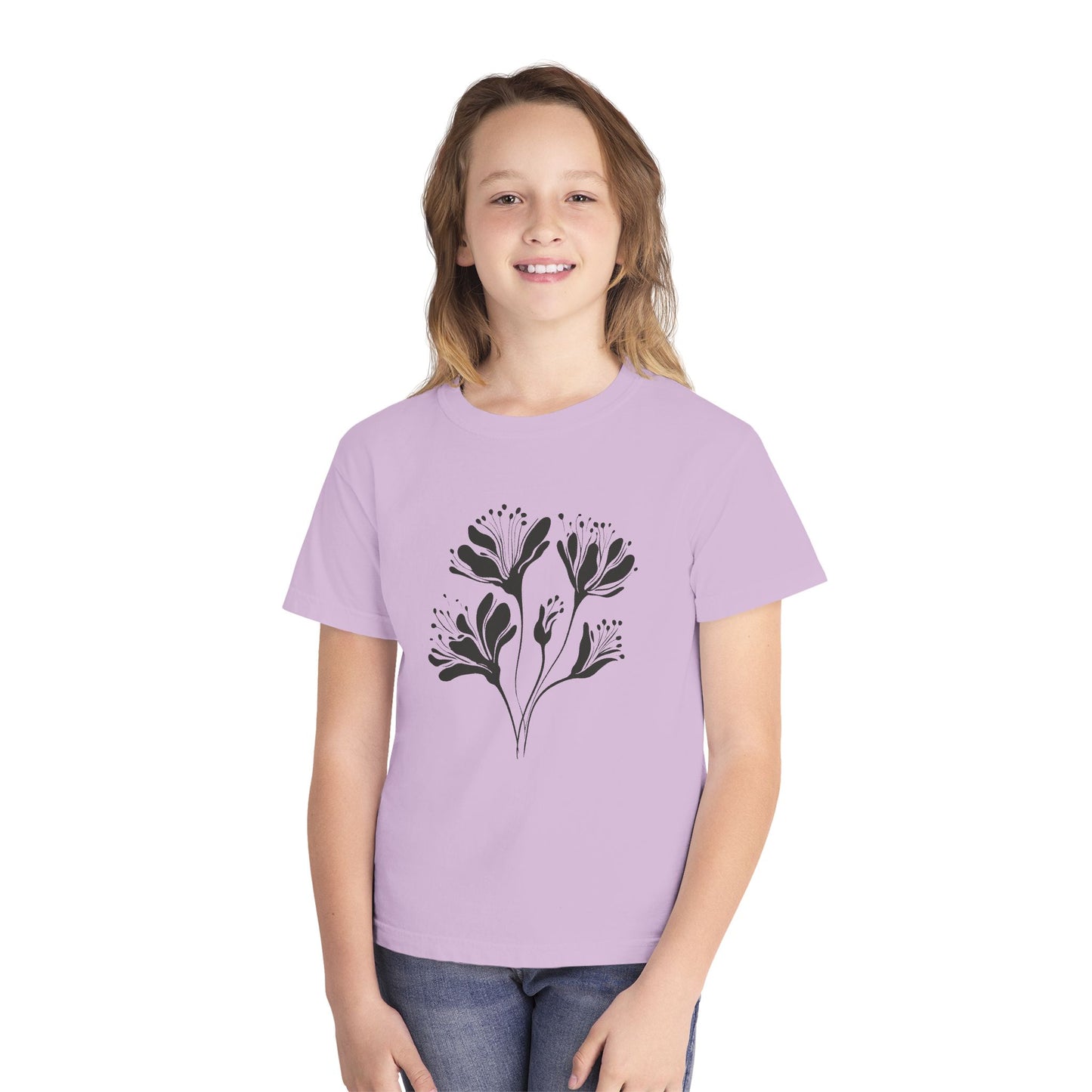 Youth Minimal Black Floral Tee