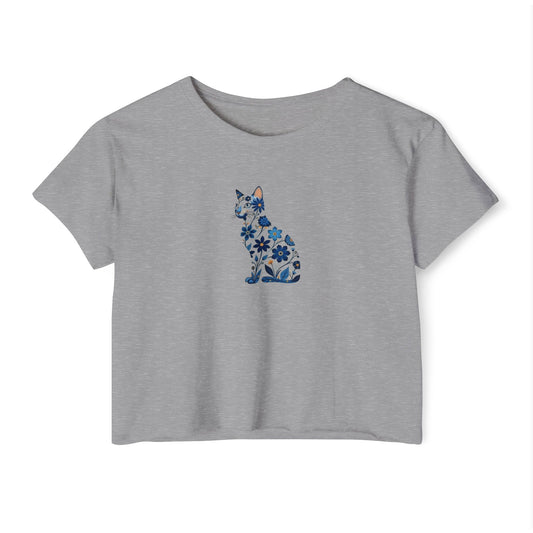 Botanical Cat Silhouette Boxy Tee