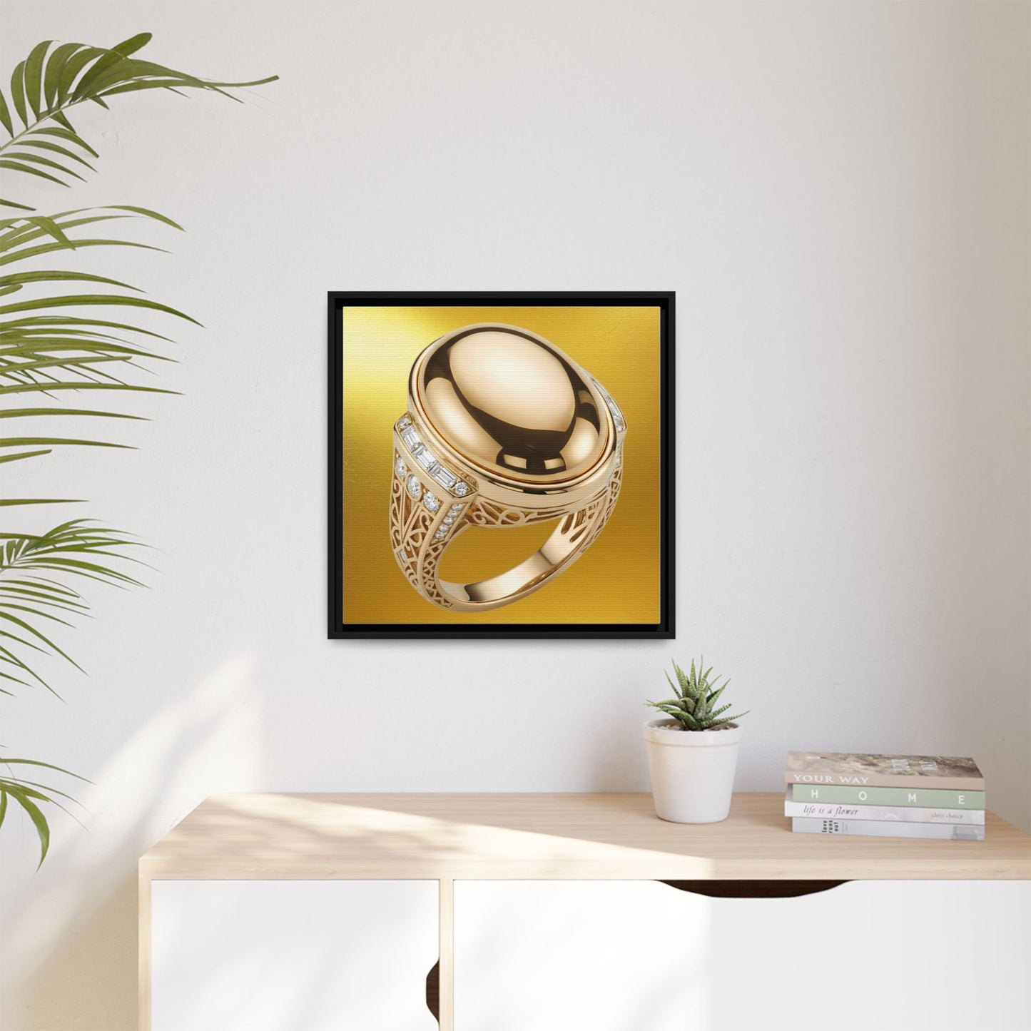 Sunlit Golden Cabochon Ring Canvas