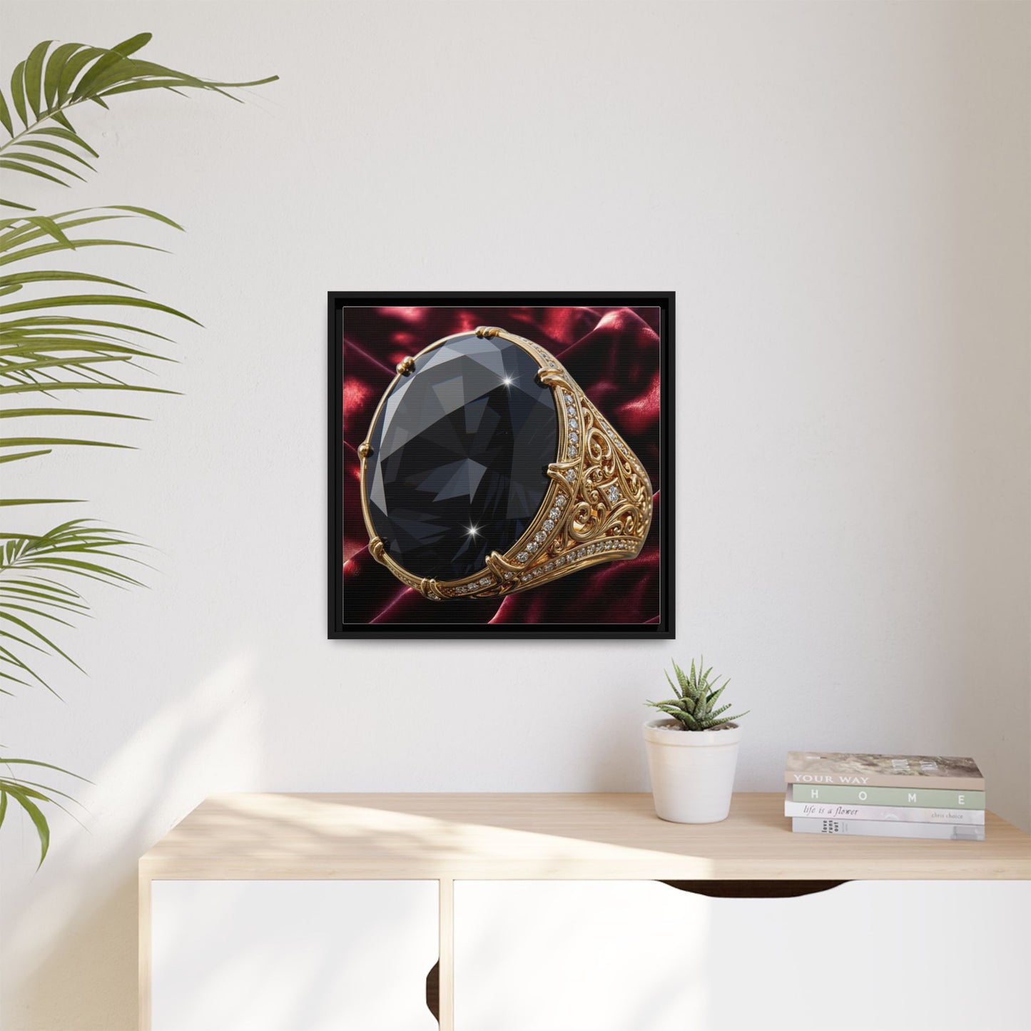Black Diamond Crimson Satin Canvas