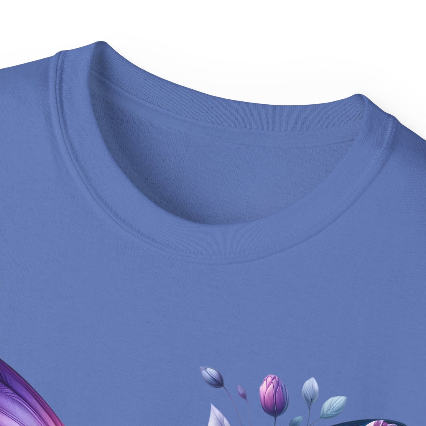 Purple Butterfly Floral Graphic T-Shirt