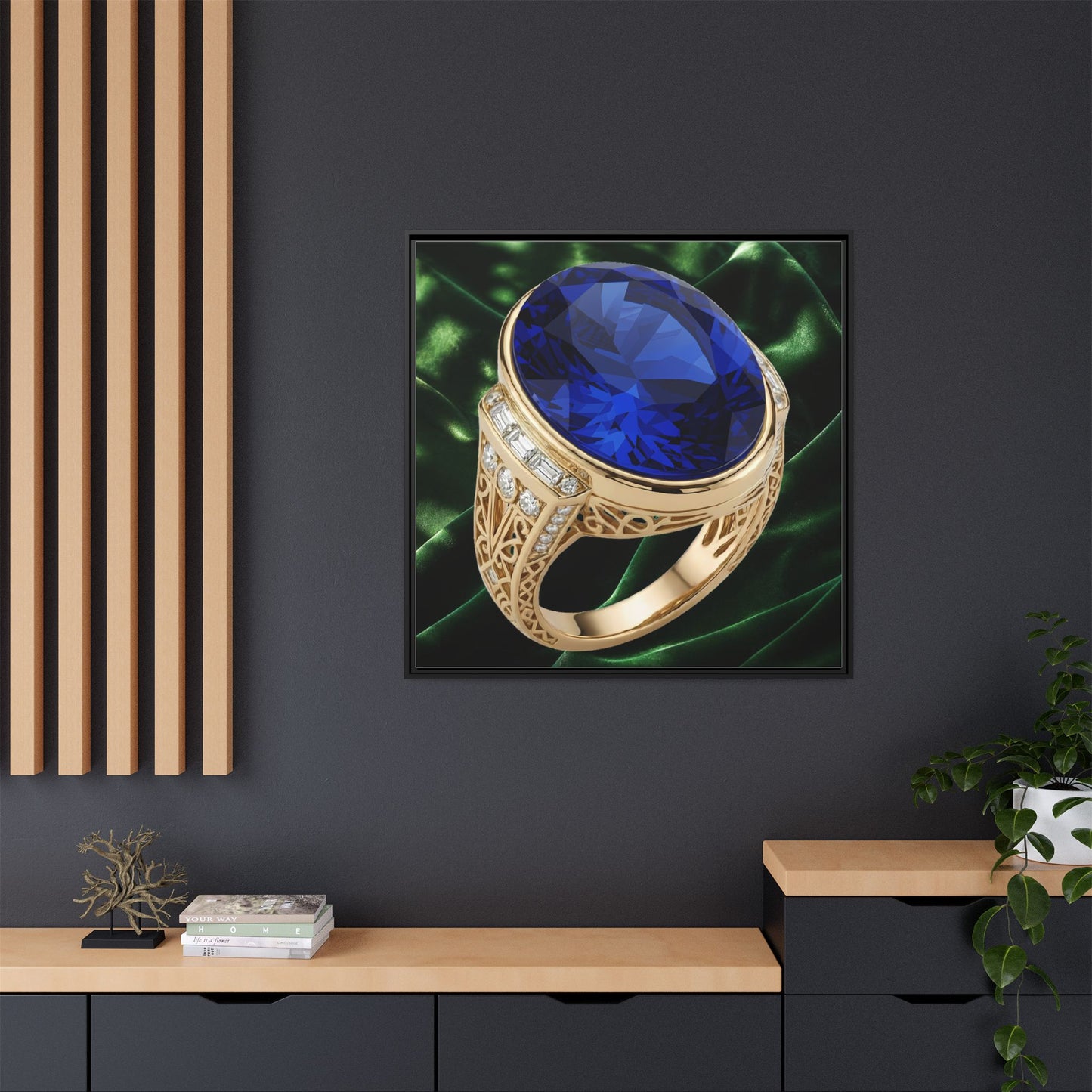 Sapphire Emerald Satin Ring Canvas