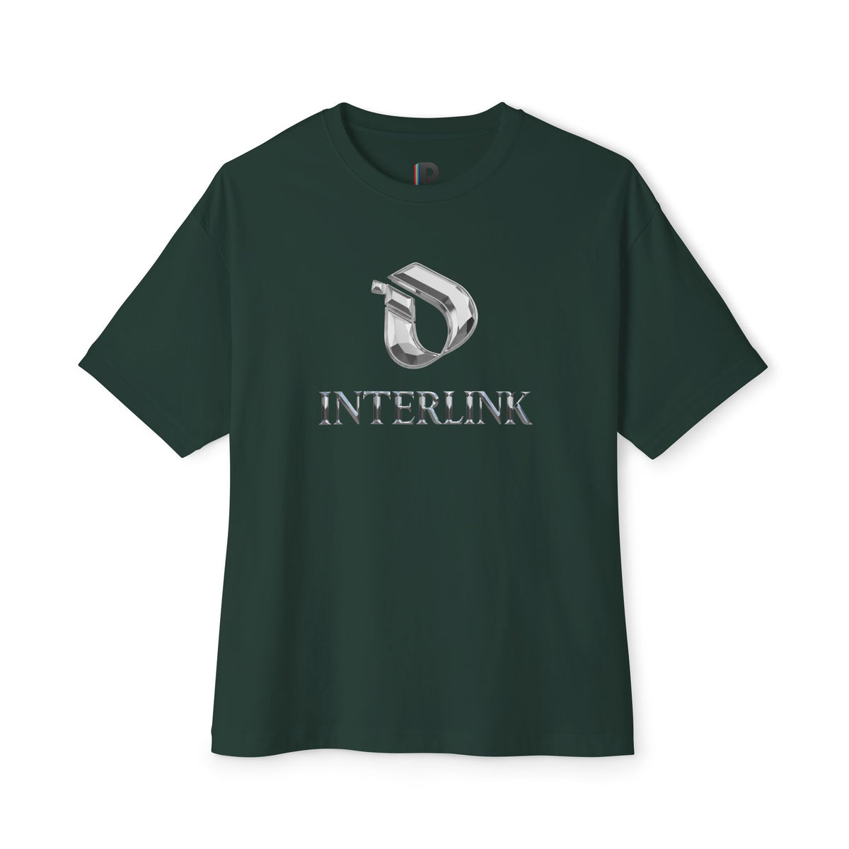 Silver Chrome Interlink Front Emblem Boxy Cotton Tee