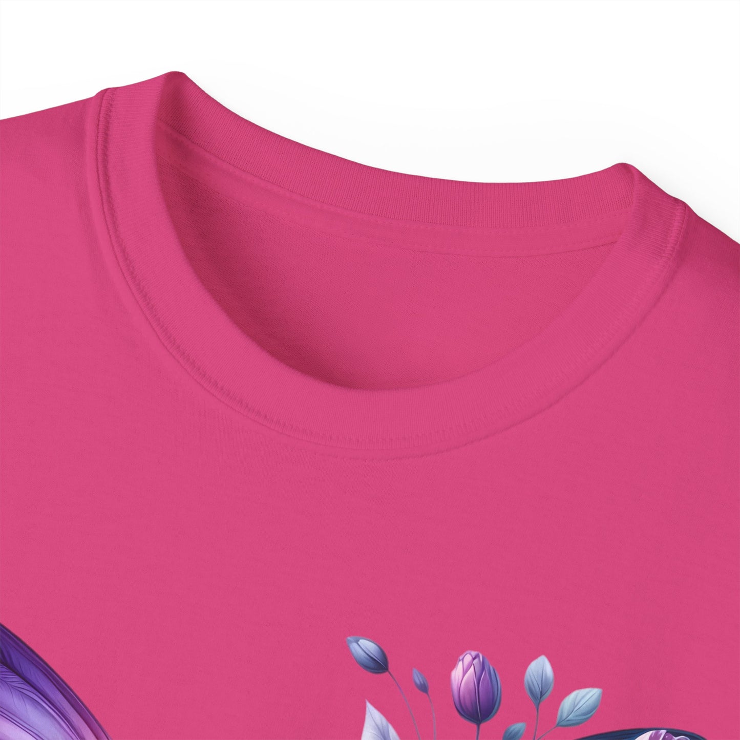 Purple Butterfly Floral Graphic T-Shirt
