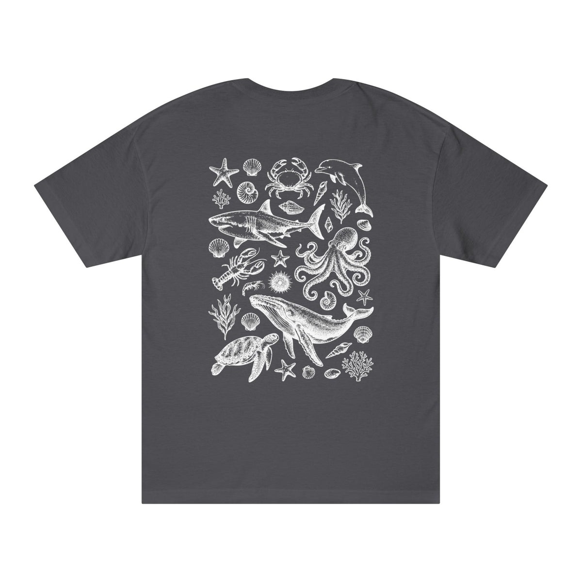 Ocean Wildlife Line Art Back Print Women’s Tee