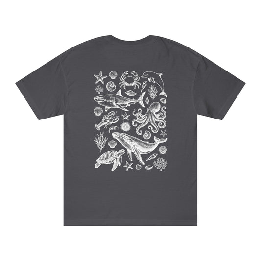 Ocean Wildlife Line Art Back Print Women’s Tee