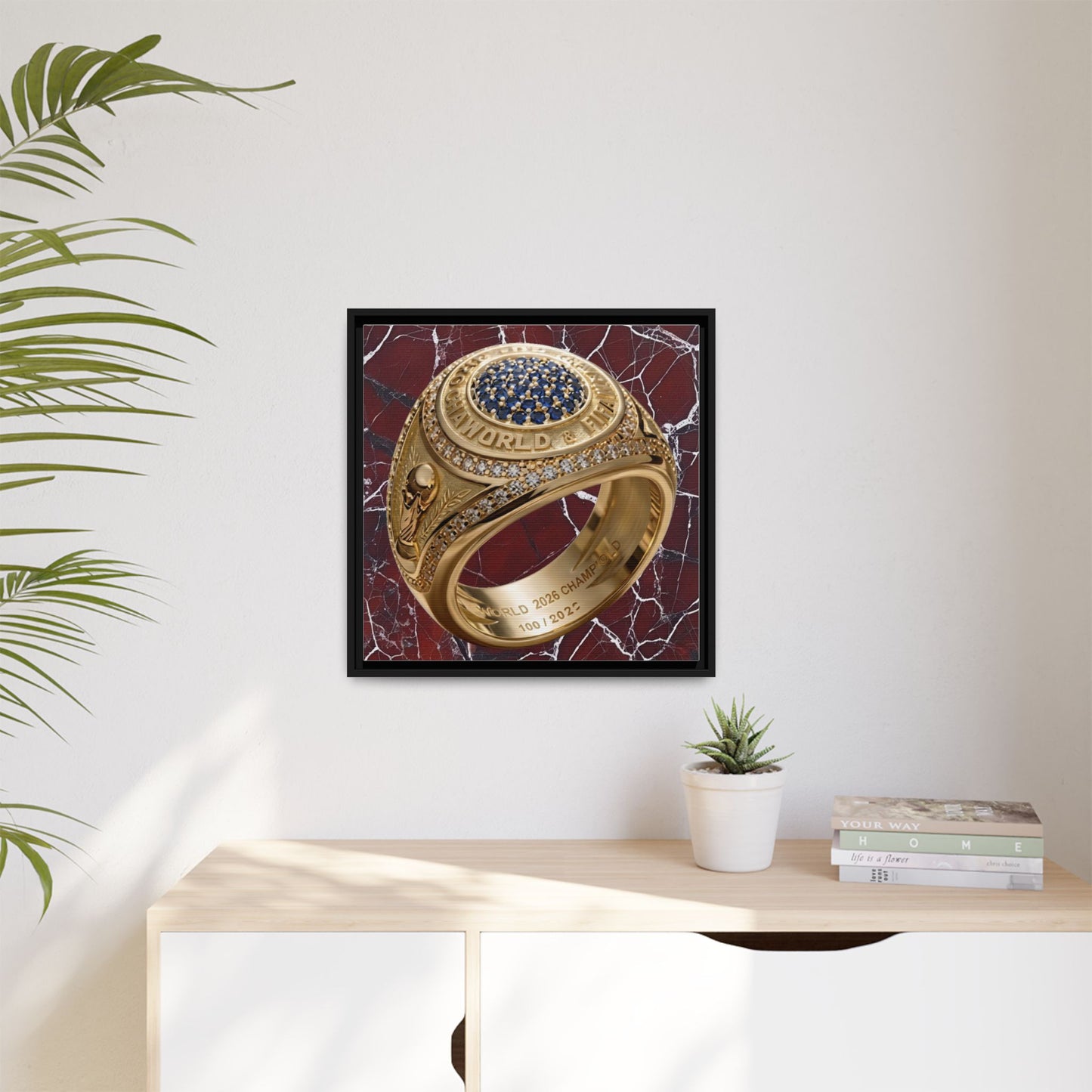 2026 World Football Ring Fractured Marble Framed Canvas