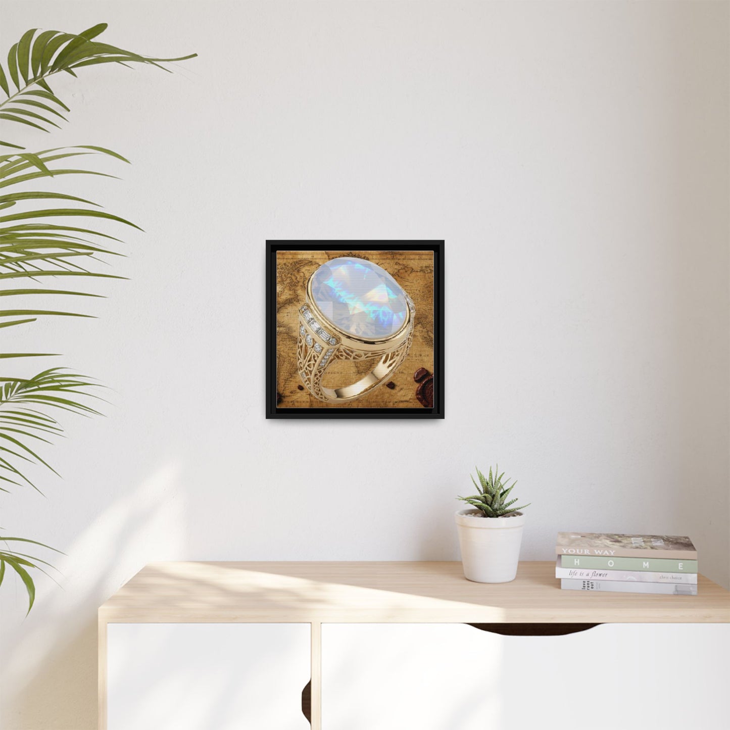 Moonstone Lightplay Ring Framed Canvas