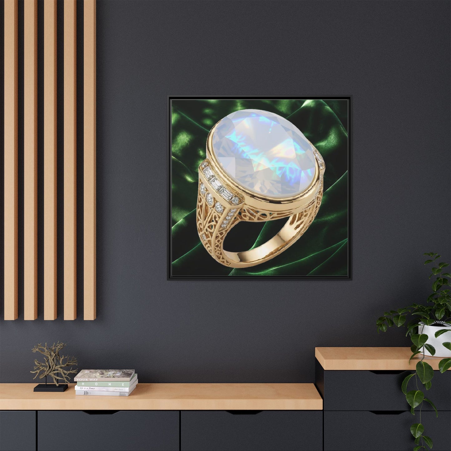 Oval Moonstone Radiance Ring Framed Canvas
