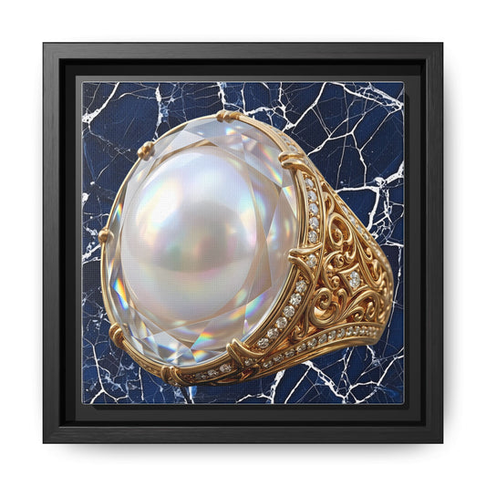 Iridescent Pearl Marble Ring Framed Canvas