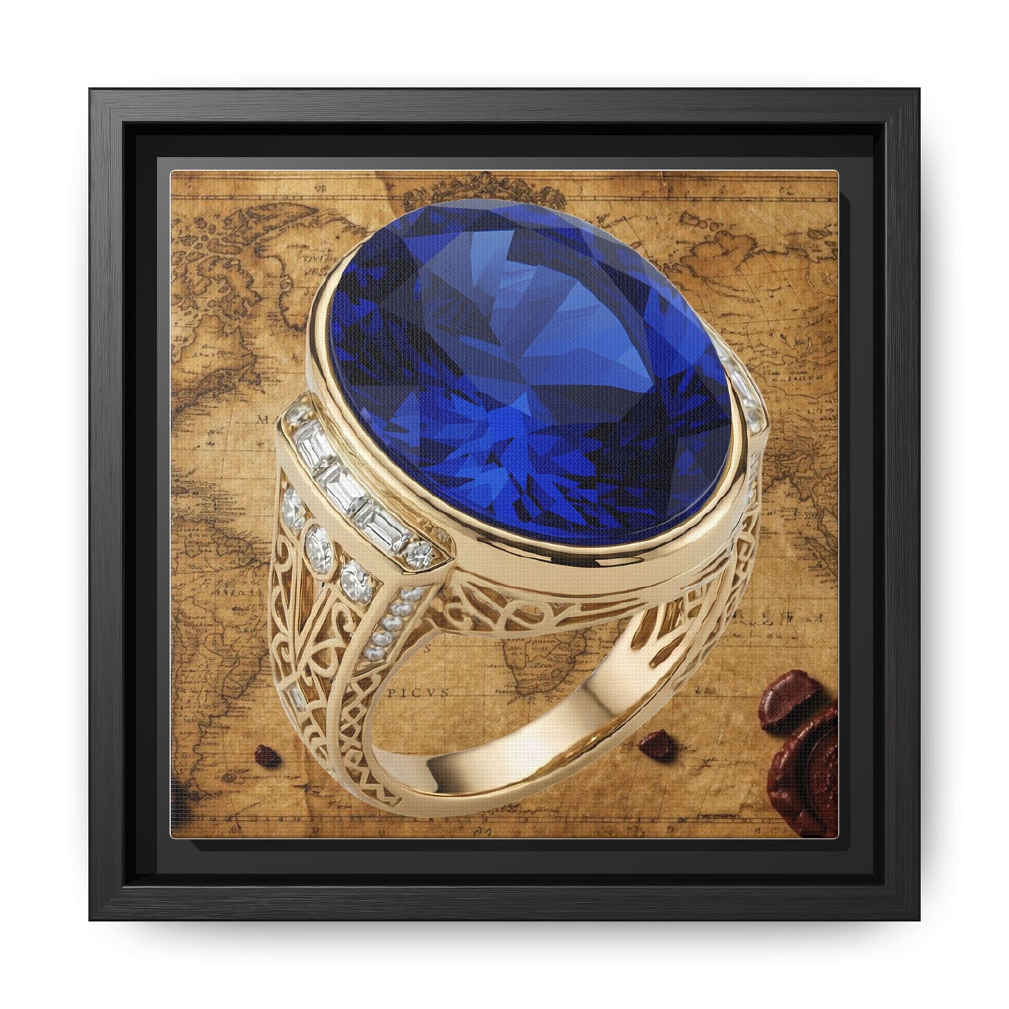 Faceted Sapphire Ring Framed Canvas